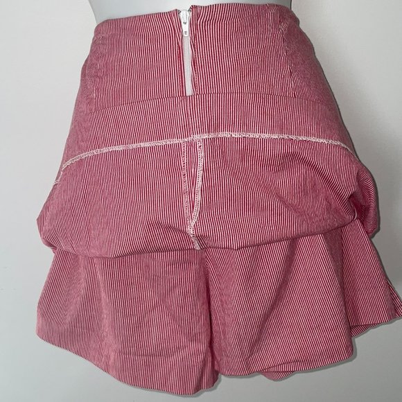 BMOSS Red Stripped Mini Skirt with Built-In Shorts - Picture 3 of 4